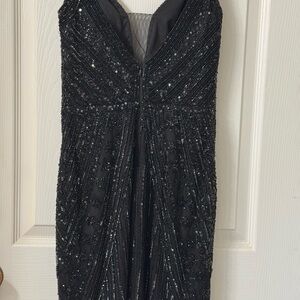 J Kara Black Strapless Beaded Dress
